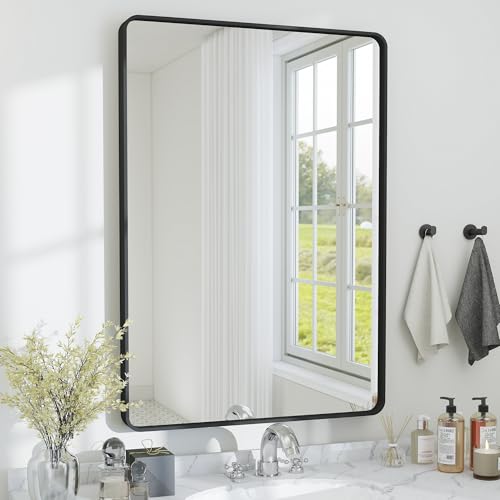 SCWF-GZ 24x36 Square Mirror Wall Mounted Metal Frame Mirrors for Entryway Bedroom Bathroom Living Room 22x30 24x36 inch Gold Silver - Black