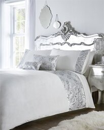 Krista Duvet Cover, Polycotton, White/Silver, Super King
