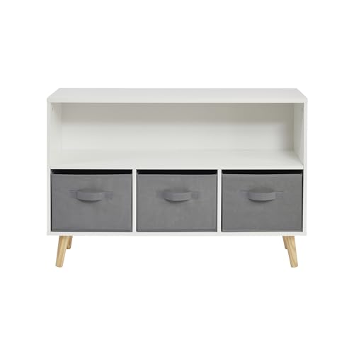 Liberty House Toys Kids Storage Shelf and Fabric Storage Bins, H60 x W90 x D28cm