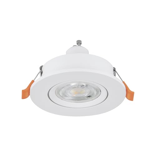 Eglo LED Recessed Spotlight Barranco, Ceiling Spot for Living Room, Adjustable Light Fixture Made of White Plastic, Neutral White, Including GU10 Bulb