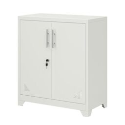 YITAHOME Office Storage Cabinet, Metal Office Storage Cupboard with 2 Adjustable Shelves, 80 x 40 x 90cm, Lockable Filing Cabinets with Ventilation Holes for Home Office Garage Gym School, White