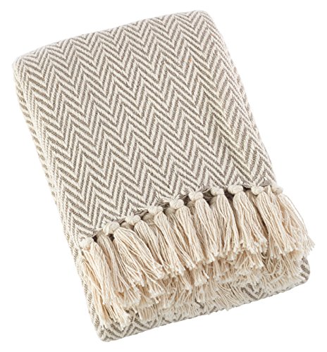 "SARO LIFESTYLE Throw Blanket, Natural, 50"" x 60"""