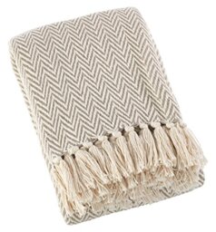 "SARO LIFESTYLE Throw Blanket, Natural, 50"" x 60"""