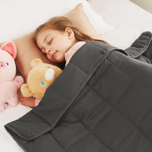 "CuteKing Weighted Blanket (3lbs, 36""x48"", Grey) Heavy Blanket for 40-60lbs, Weighted Blanket for Cooling & Heating with Premium Glass Beads, Soft Thick Blanket All-Season"