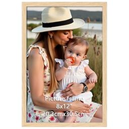 Ditwis 12x8 Photo Frame Wood Colour, Modern Natural Picture Frame for Living Room, Bedroom and Office, Wall or Desk Display