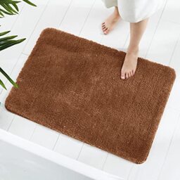 GONICVIN Bathroom Rugs, 70 x 120cm Fluffy Microfiber Absorbent Non-Slip Bath Mats, Machine Washable Bath Rugs for Tub, Shower and Bathroom (Tan)