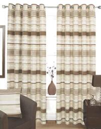 Rapport Home New York Eyelet/Ring Top Chenille Heavy Weight Lined Pair of Curtains, Polyester/Faux Silk, Cream, 66 x 72-Inch