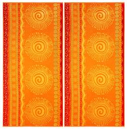 COTTON CRAFT - 2 Pack- Jacquard Double Woven Velour Beach Towel 39x68 Inches-Sunshine Orange Yellow-Thick Plush Luxurious Velour Pile-450 GSM-100% Pure Ringspun Cotton-Brilliant Vibrant Colors
