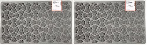 Nicoman Bow-Tie Shape Doormat|Non-Marking Non-Slip On Hard Floors|For Indoor or Sheltered Outdoor Use(75x44cm, GREY, Use Indoor or Sheltered Outdoor) (Pack of 2)