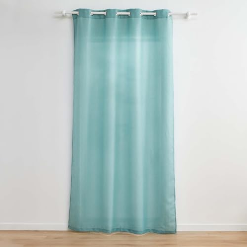 Douceur d'Intérieur, Zeline Sage Curtain with Eyelets 140 x 260 cm Plain Polyester and Metallic Thread