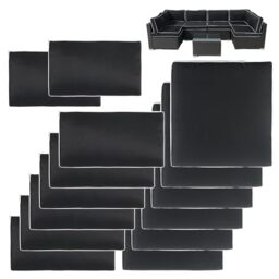 VIXLON 14Pcs Patio Cushion Covers Replacement Splashproof UV-Resistant Inelastic Covers with Zippers, Max Compatible 25.6x25.6x4inch Patio Cushion, for 7 Pcs Outdoor Patio Furniture Sets