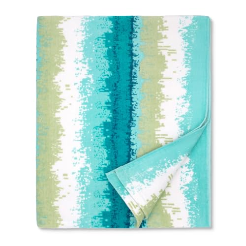 cabanana Large Beach Towel Oversized - Cotton Velour 35 x 70 Inch Coast Waves Camo Striped Terry Pool Towel, Cabana Soft Swimming Towel for Adults Women Men (Teal Green)