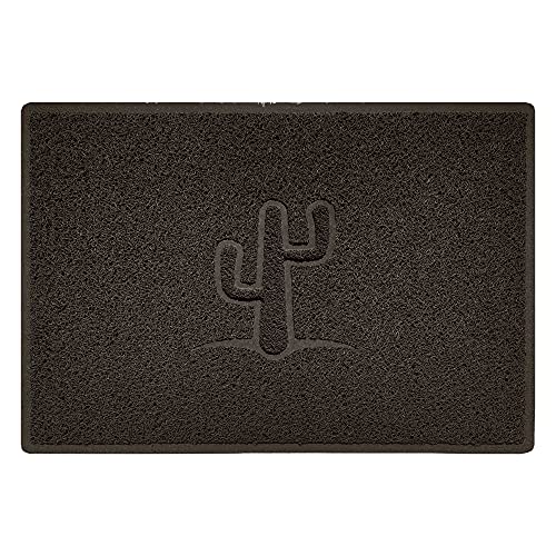 Nicoman Cactus Embossed Shape Door Mat Dirt-Trapper Jet-Washable Doormat-(Use Outdoor ONLY)- (60x40cm/23.6x15.7inches, Small) Brown