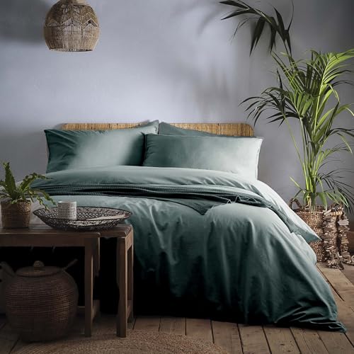Appletree Loft Cassia Teal Duvet Cover Set Single – Minimalist Bedding – Breathable Cotton – Includes 1 Duvet Cover (140 x 200cm) & 1 Pillowcase – Teal Cassia Bedroom Set
