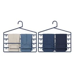 Premier Housewares Set of 2 Indigo Plastic Trouser Hangers With 4-Tier Loop Design - Compact Clothes Rack Organiser - Multi-Layer Cloth Hanger - Luxe Garment Hangers For Closet