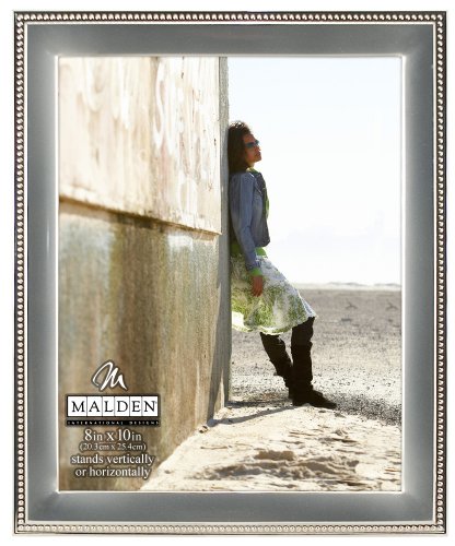 Malden Classic Silver Metal With Silver Beads 2-Tone 8x10 Picture Frame