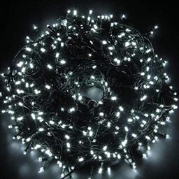 SHATCHI 300 LEDs Fairy String Lights Cool White Indoor/Outdoor Christmas Tree/Home/Party/Wedding/Garden Decorations Green Cable 8 Modes Mains Powered Memory Auto Timer