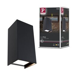 Paulmann 94325 LED Exterior luminaire 2-piece Set Exterior wall luminaire Flame IP44 Warm White Rectangular incl. 2x5.8 watt Outdoor Lighting Anthracite Outdoor lamp Aluminium Garden lamp 3000 K