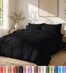 Utopia Bedding Lightweight Duvet Quilt Cover Set with 50x65 cm Pillow cases, 220x220 cm - Soft Microfibre Polyester (Black)