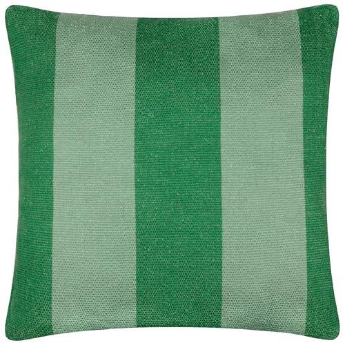 furn. Deck Stripe Woven Outdoor Cushion Cover – Reversible Bold Stripe Design, Heavy-Duty Fabric for Lasting Use (Green, Cover Only, 59x59cm)