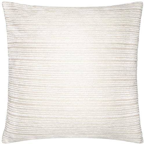 Paoletti Jupiter Polyester Filled Cushion – Pearlescent Jacquard Chenille Linear Textured Decorative Pillow (Ivory/Gold - 50x50cm)