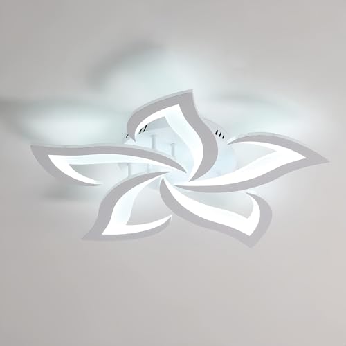 Comely Ceiling Lights Bedroom, LED Ceiling Lights 60W 6750LM, Cool White 6500K, Acrylic Petal Design Mordern Ceiling Lighting for Living Room Bedroom (Dia 58cm)