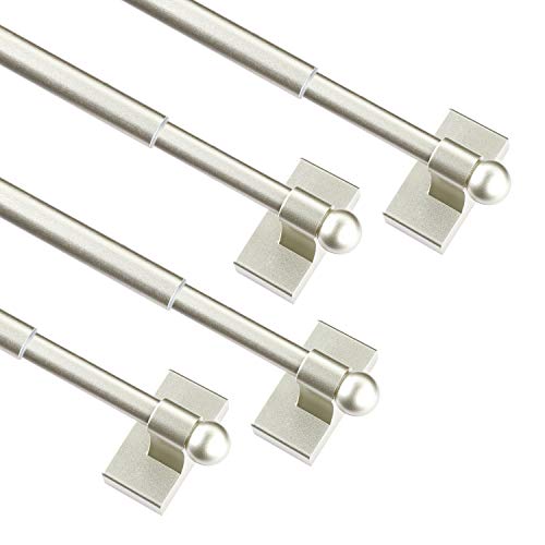 Multi-Use Adjustable Magnetic Curtain Rods for Doors, Windows, Tool Boxes, 16-28 Inch, Easy Installation???4-Pack???Nickel
