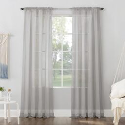 "No. 918 Emily Sheer Voile Rod Pocket Curtain Panel, 59"" x 63"", Silver Gray"