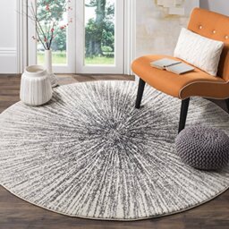 SAFAVIEH Traditional Rug for Living Room, Dining Room, Bedroom - Evoke Collection, Short Pile, in Grey and Neutral, 90 x 90 cm