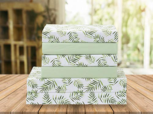 Elegant Comfort Luxury Soft Bed Sheets Palm Leaves Pattern - 1500 Premium Hotel Quality Microfiber Softness Wrinkle and Fade Resistant (6-Piece) Bedding Set, Full, Palm Leaves