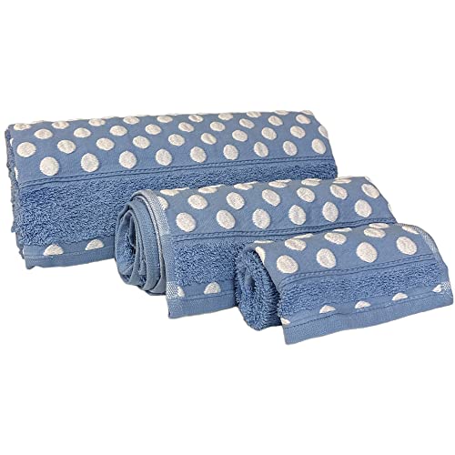 WELL HOME MOBILIARIO & DECORACIÓN Set of 3 terry cotton bath towels 450 gr/m2, 50 x 30 100 x 50 150 x 100 cm, medium blue from the TOPAZ collection, WH0565