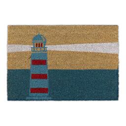 Relaxdays Lighthouse Welcome Doormat Coir, 40 x 60 cm, Door Mat Inside & Outside, Non-Slip Shoe Wiper, Multicoloured, Coco