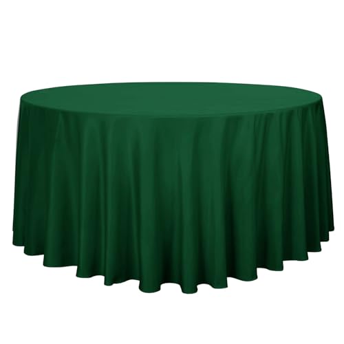 sancua Round Tablecloth - 120 Inch - Water Resistant Spill Proof Washable Polyester Table Cloth Decorative Fabric Table Cover for Dining Table, Buffet Parties and Camping, Hunter Green