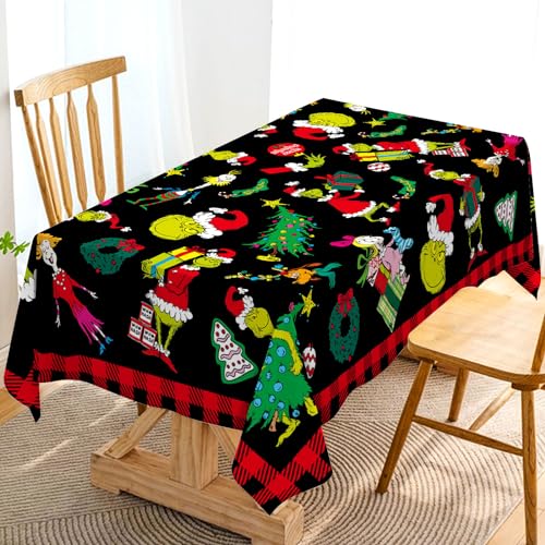 "Hafangry Green Christmas Tablecloth Buffalo Plaid Check Xmas Winter Holiday Party Decoration Rectangular Kitchen Dining Room Home Decor (60"" x 104"")"