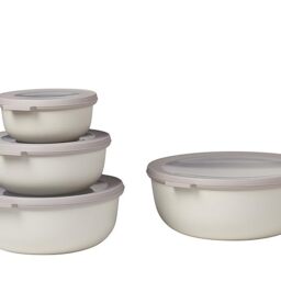 Mepal – Multi Bowl Cirqula 4-Piece Set – Food Storage Container with Lid - Suitable as Airtight Storage Box for Fridge & Freezer, Microwave Container - 350, 750, 1250, 2250ml - Nordic white