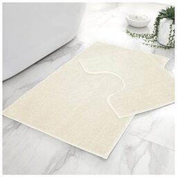 GC GAVENO CAVAILIA Super Soft Shiny Bath Mat Non slip Toilet Set, Luxury And Water Absorbent Bathroom Mat, Cream, Regular, 456827