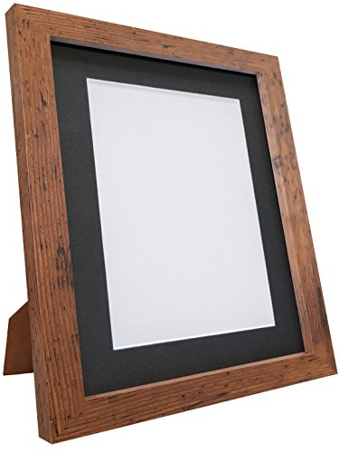 Q7 Picture Photo Frame, Vintage Wood with Black Mount, 40 x 30 cm Image Size 12 x 10 Inch