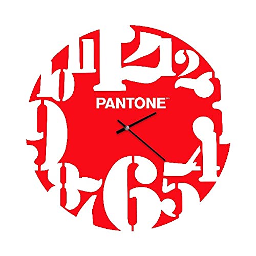 Homemania Round Wall Clock with Numbers for Living Room, Kitchen, Office, Red, White, Metal, 40 x 0.15 x 40 cm, Dimension du Produit: L40xP0,15xA40 cm, 0,9 kg