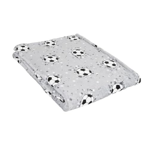 Bedlam - Reversible Football Fleece Throw Blanket (120x150cm) - Super Soft & Cozy in Grey with Printed Design