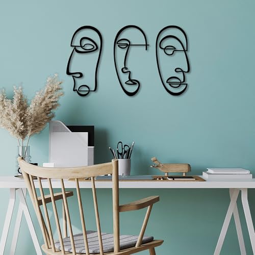 Hanah Home Stylish Black Decorative Metal Wall Accessory (3 Pieces), 58 x 30 cm, 100% Metal, 1.5 mm Thick, Easy Wall Mounting, Perfect for Modern Decor