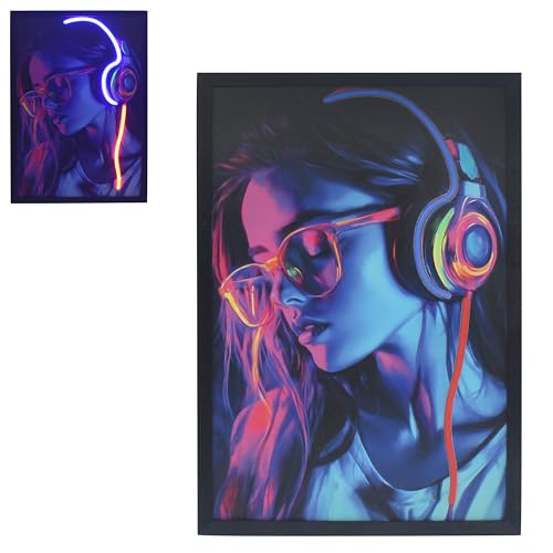 Lesser & Pavey Wall Art – Music Girl Mini Bricks for Living Room Decor & Bedroom Walls - Stylish Canvas Wall Art for Decorative Home Accessories - Lovely Birthday Gifts for Women & Men