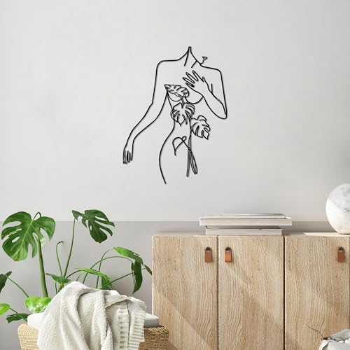 Hanah Home Stylish Black Decorative Metal Wall Accessory, 53 x 70 cm, 100% Metal, 1.5 mm Thickness, Easy Wall Mounting, Perfect for Modern Decor
