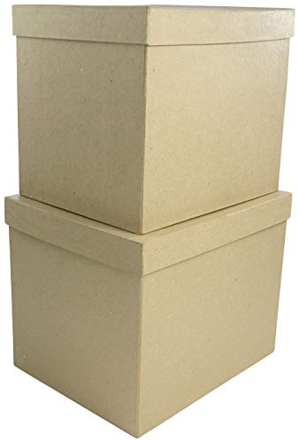 D??copatch - Ref BTS911C - Rectangular Boxes (Pack of 2) - Papier Mach?? Object to Decorate - 25 x 20 x 20cm & 23.5 x 18.5 x 19.5cm - Decorate with D??copatch Papers & PaperPatch Glue, Glitter, Paints