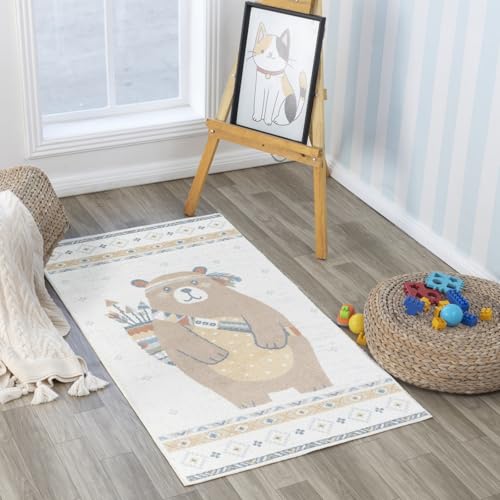 Livabliss Bear Washable Kids Rug Childrens Rugs for Bedroom