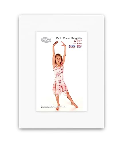 "Inov8 British Made Real Wood Picture/Photo Frame 6x4"" Inch(15x10cm) - Kayla 30mm White"