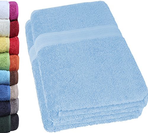 NatureMark Premium Quality Bath Towels 80 x 200 cm Pack of 2 Light Blue