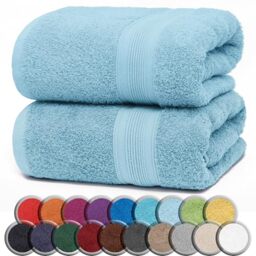 NatureMark Premium Quality Bath Towels 80 x 200 cm Pack of 2 Light Blue