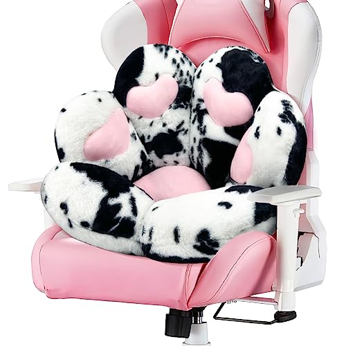 "MOONBEEKI Cat Paw Cushion Chair Comfy Kawaii Chair Plush Seat Cushions Shape Lazy Pillow for Gamer Chair 28""x 24"" Cozy Floor Cute Seat Kawaii for Girl Gift, Dining Room Bedroom Decorate (Milk Cow)"