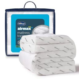 Silentnight Airmax 10cm Mattress Topper Single Bed - Extra Thick Deep Comfortable Soft Breathable Bed Topper Quilted Box Stitched Edge, Elasticated Straps, Machine Washable - Single, 90x190cm