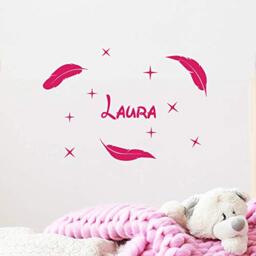 Personalised Name Stickers - Personalised Name Sticker – Children's Room Wall Decoration - 2 Sheets of 10 x 15 cm and 40 x 25 cm – Fuchsia